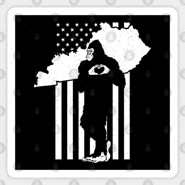 Kentucky Bigfoot American Flag Sticker by Tesszero